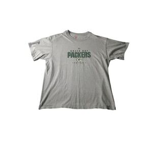 NFL Green Bay Packers Football T-Shirt Gray Cotton Casual Fan Gear Large
